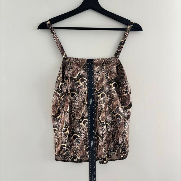 90s Vintage Paisley Shimmer Top Semi Sheer Satin Like Top Women's Size 36 - Picture 5 of 10